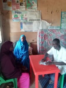 Patients wait inside the district head’s shop-turned-clinic in Batsari.