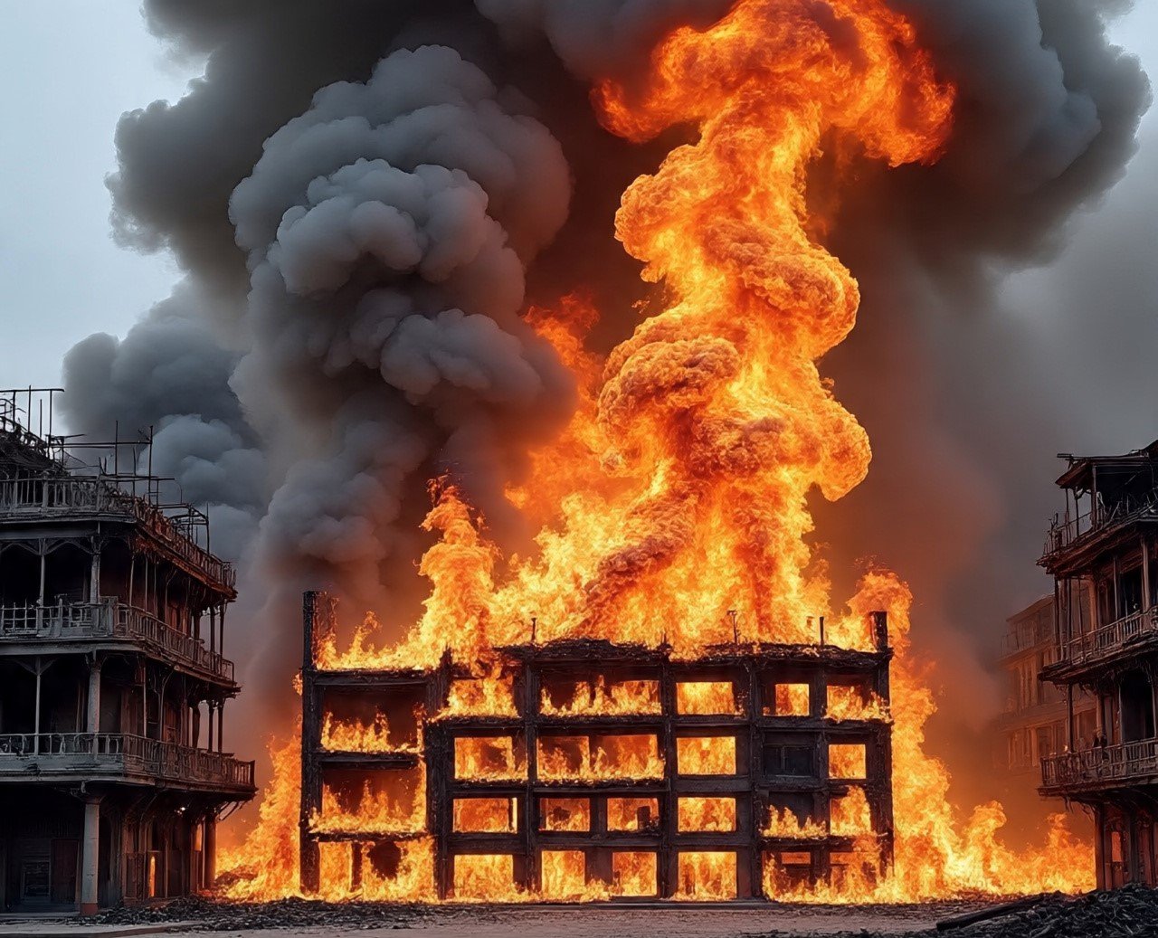 Firefighters battle twin blazes at Central Plaza and Afriland Tower on Tuesday
