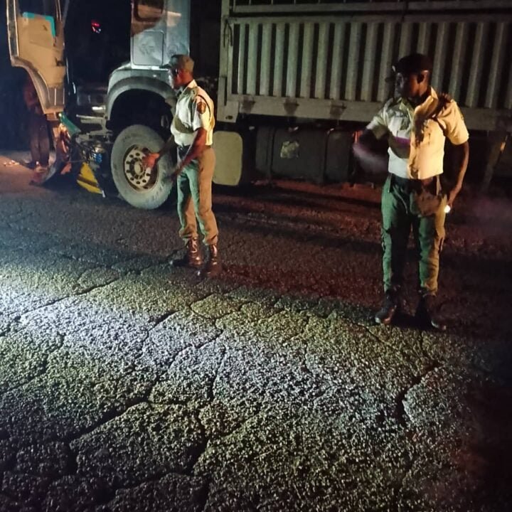 Scene of truck and tricycle crash in Ogun State