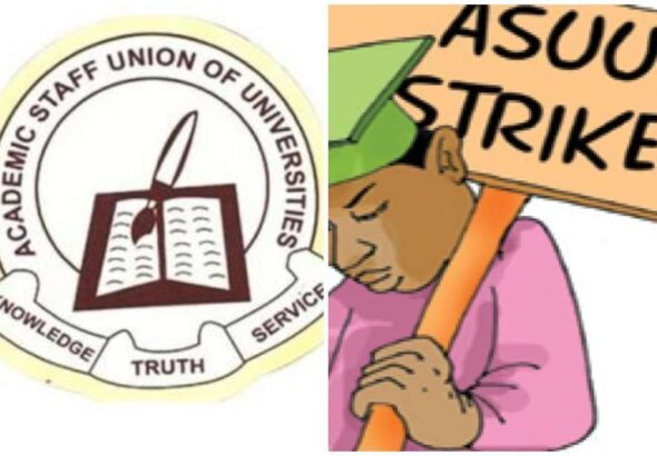 ASUU President Professor Chris Piwuna addressing journalists during a press briefing at the University of Abuja on the declared strike