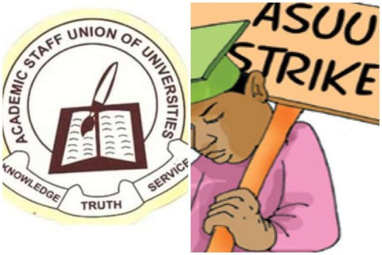 ASUU President Professor Chris Piwuna addressing journalists during a press briefing at the University of Abuja on the declared strike