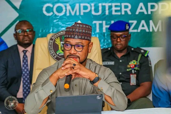 Governor Dauda Lawal inaugurating digital training session in Gusau