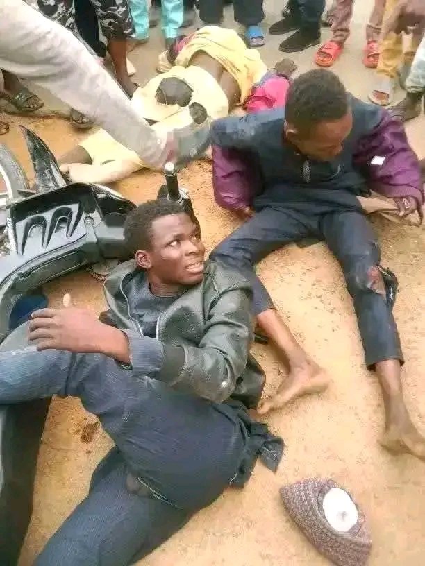 Composite image showing two contrasting scenes: young men apprehended by police after a phone-snatching operation, and victims in hospital beds recovering from injuries — a stark visual of Kano’s urban violence crisis.