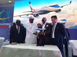 Festus Keyamo speaking at Air Peace’s inaugural Abuja-London flight ceremony.
