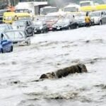 Flooded street in Lagos as NiMet issues heavy rainfall and flood warning