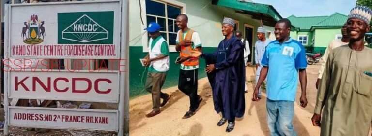 Health workers treating respiratory infection patients in Kano