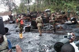 Nigerian troops dismantle illegal oil refining sites in Niger Delta