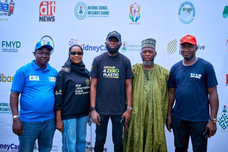 Officials from The Alternative Bank, Environment Ministry, Wuse Market Traders Association, and Abuja Environmental Protection Board at the Walk4ZeroPlastic campaign in Abuja