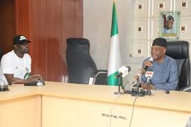 TETFund Executive Secretary Sonny Echono with NANS officials in Abuja after announcing the electric campus shuttle launch