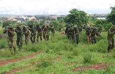 Nigerian soldiers during a joint military operation in rural area