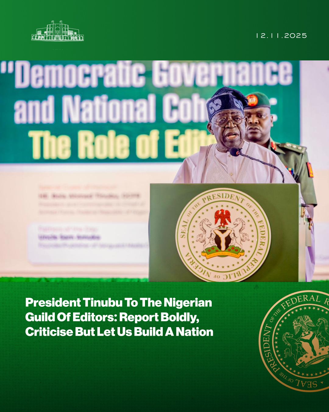 President Bola Tinubu addressing Nigerian editors at the ANEC 2025 conference in Abuja