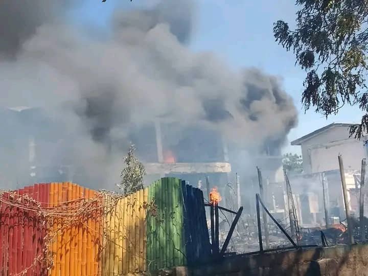 Firefighters battling flames at Kayat Restaurant in Maiduguri