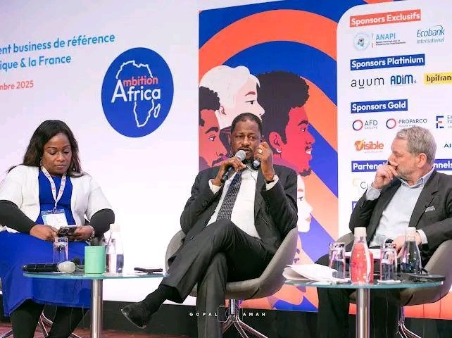 Katsina Governor Dikko Umaru Radda presenting renewable energy projects at Ambition Africa 2025, Paris.