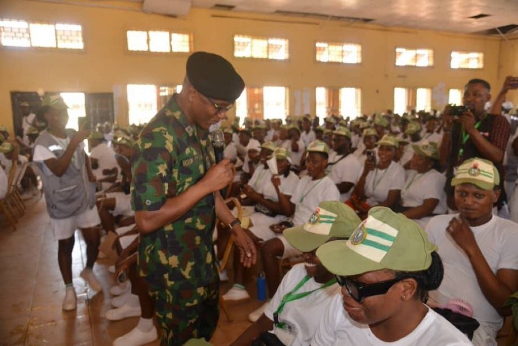 NYSC Director General addressing corps members at orientation camp