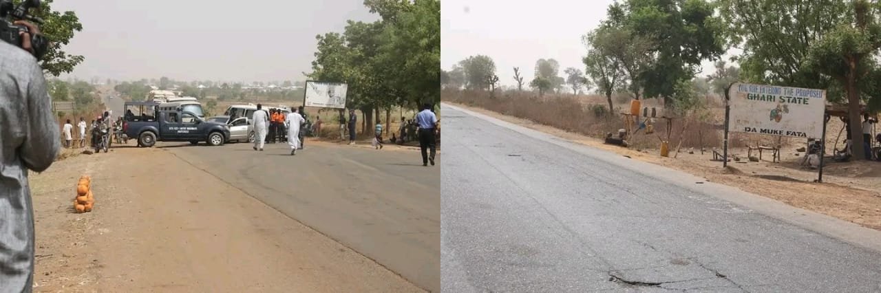 A rural road along the Kano–Katsina border near Funtua, through which bandits reportedly cross into Shanono villages at night.
