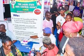 LSACA health workers conducting free HIV testing at Lagos Trade Fair