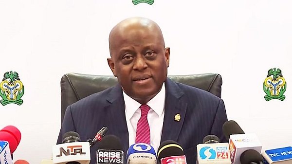 CBN Governor Olayemi Cardoso addressing journalists after MPC meeting in Abu