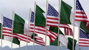 U.S. and Nigerian flags during high-level diplomatic meeting