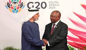 UAE minister announcing AI for Development initiative at G20 Summit