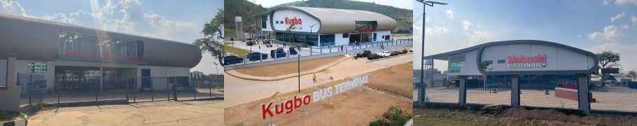 Front view of the locked Mabushi bus terminal in Abuja with empty walkways and closed gates.