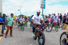 Traffic officers preparing for road management during Lagos cycling race