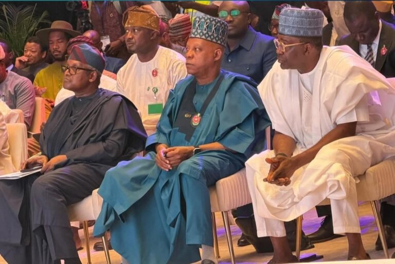 Vice President Shettima and Aliko Dangote at the launch of the ₦100bn scholarship fund in Lagos.