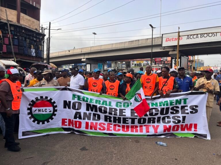 NLC members protesting insecurity in Lagos