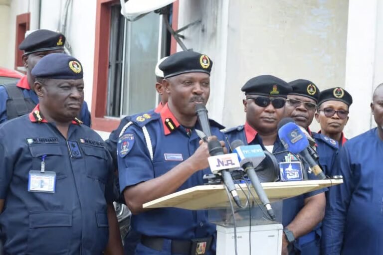 NSCDC officers on patrol in Ondo State during Yuletide security operation