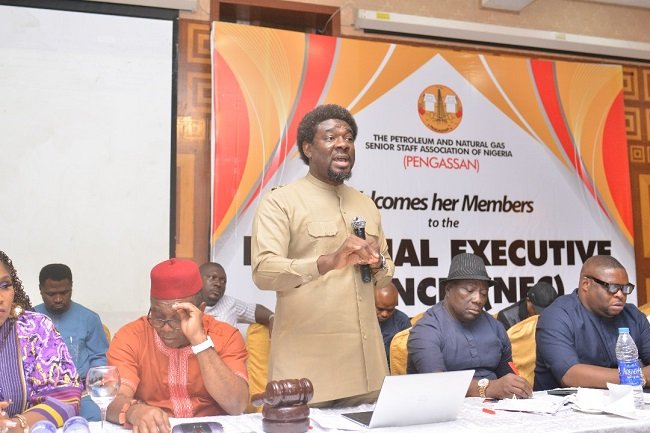 PENGASSAN President Festus Osifo speaking at NEC meeting in Abuja.