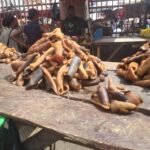 Ponmo hawker selling portions sourced from abattoir hides