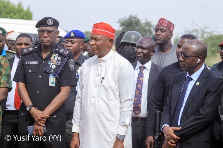 Kano State security personnel conducting surveillance near border communities