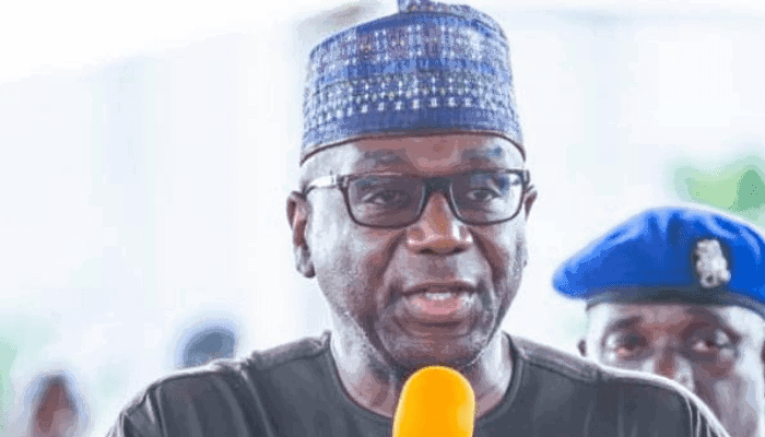 Kwara Governor AbdulRahman AbdulRazaq inspecting newly deployed Forest Guards