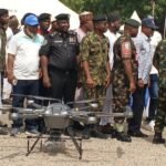 Governor Ododo presenting surveillance drones at military barracks in Lokoja