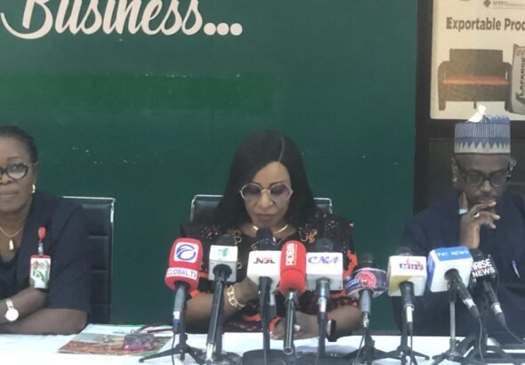 NEPC executive addressing journalists on Nigeria’s non-oil export growth