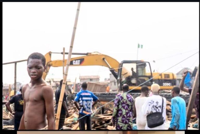 Demolished homes in Makoko waterfront community, Lagos