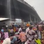 Overturned diesel tanker leaking fuel on Apapa Liverpool Bridge, Lagos