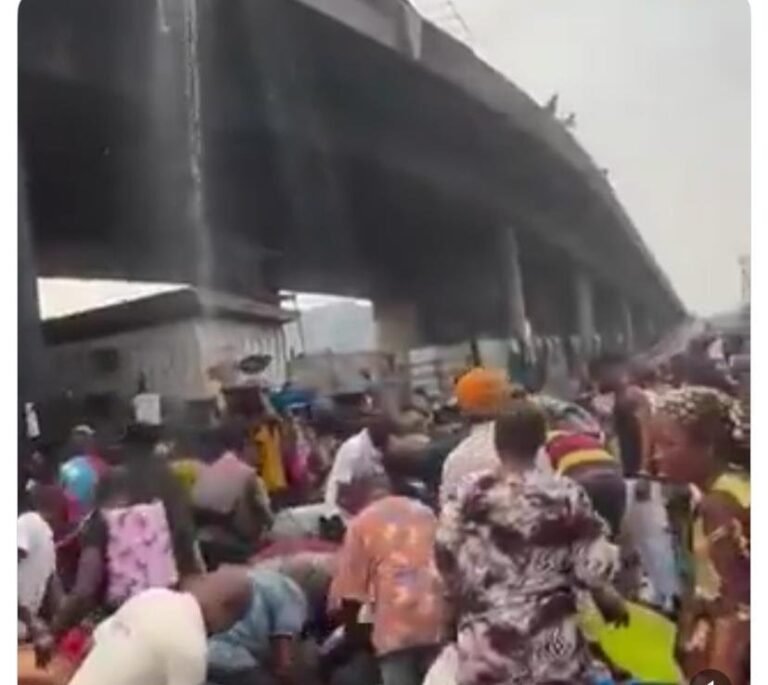 Overturned diesel tanker leaking fuel on Apapa Liverpool Bridge, Lagos