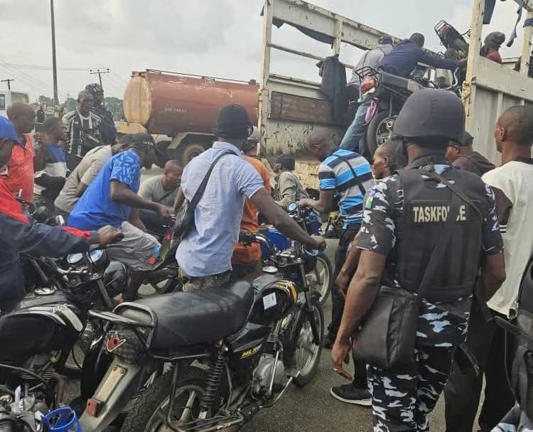 Lagos Taskforce officials impounding commercial motorcycles