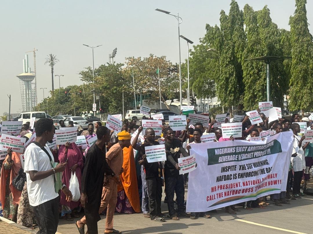 Protesters in Abuja opposing NAFDAC sachet alcohol enforcement If you want, I can tighten word count, increase drama, or optimise further for Google Discover