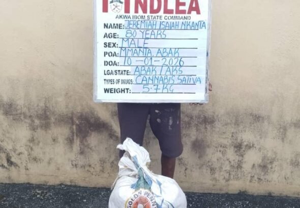 NDLEA officers displaying seized drugs during operation