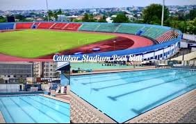 Olympic-size swimming pool at UJ Esuene Stadium in Calabar