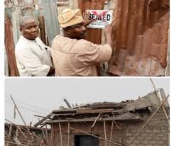 Sealed building site after collapse in Akure, Ondo State
