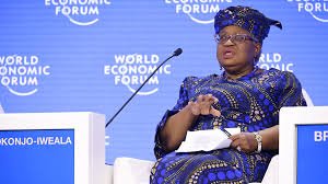WTO Director-General Ngozi Okonjo-Iweala speaking at Davos
