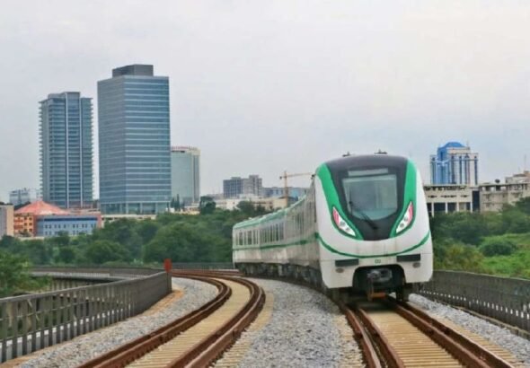 Abuja light rail train in operation during rush hour