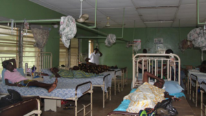 Patients waiting outside Lagos public hospital during JOHESU strike