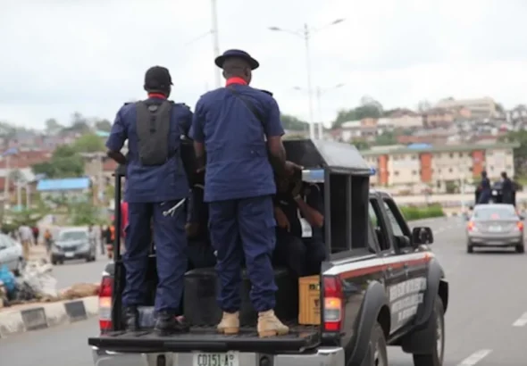 NSCDC operatives during a human trafficking rescue operation in Ekiti