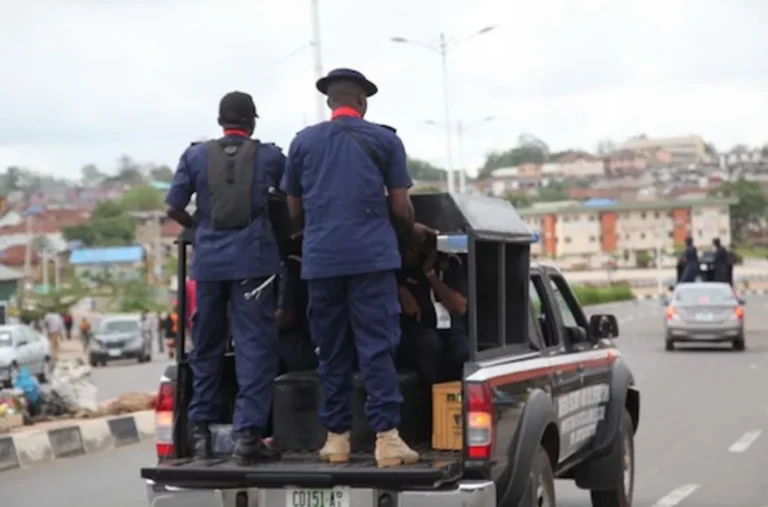 NSCDC operatives during a human trafficking rescue operation in Ekiti