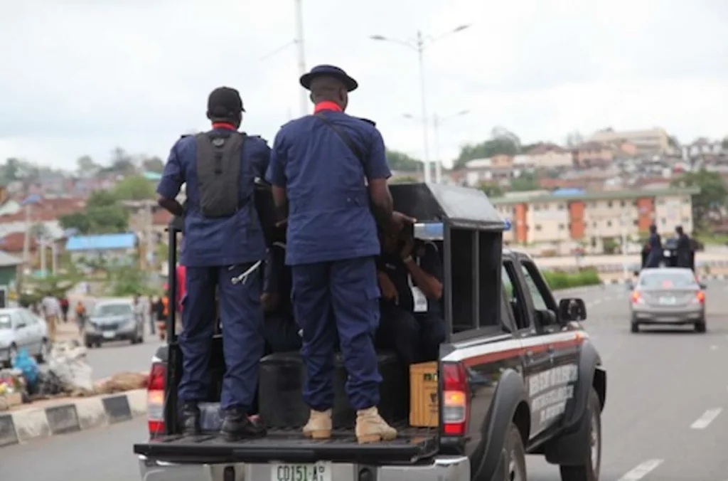 NSCDC operatives during a human trafficking rescue operation in Ekiti