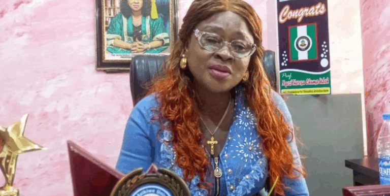 Anambra education commissioner addressing child abuse suspect in Awka