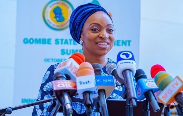 Nigeria Trade Minister Jumoke Oduwole presenting export revenue figures